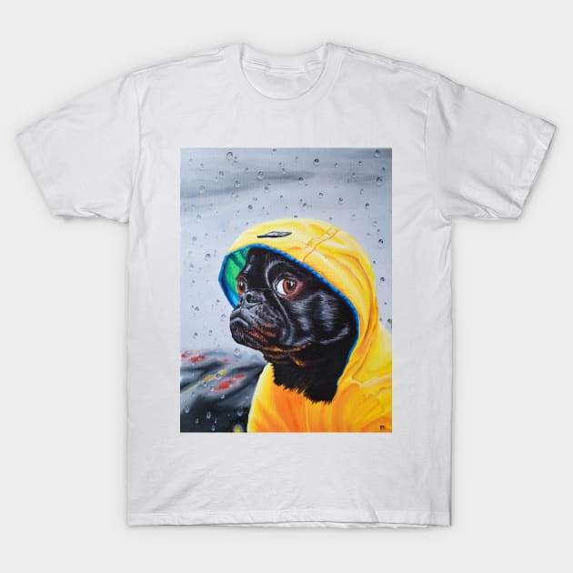 Raincoat Pug T-Shirt by SabinasArts